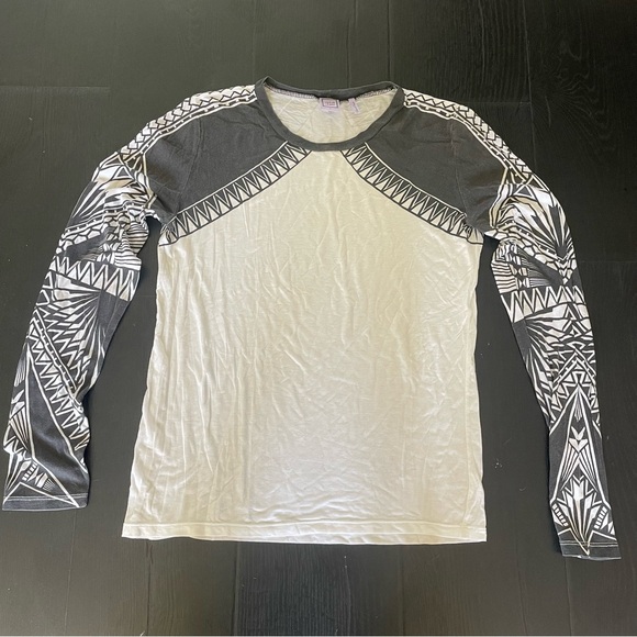 Herve Leger Graphic Long Sleeve White Tee - Picture 1 of 4